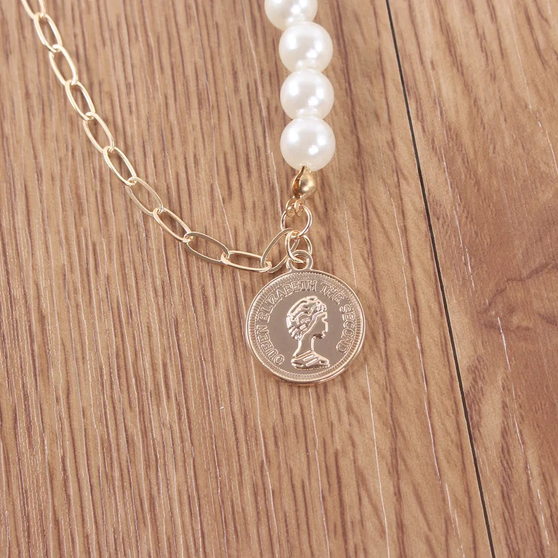 1 шт. в стиле ретро для женщин жемчужное ожерелье Асимметричная цепь портрет