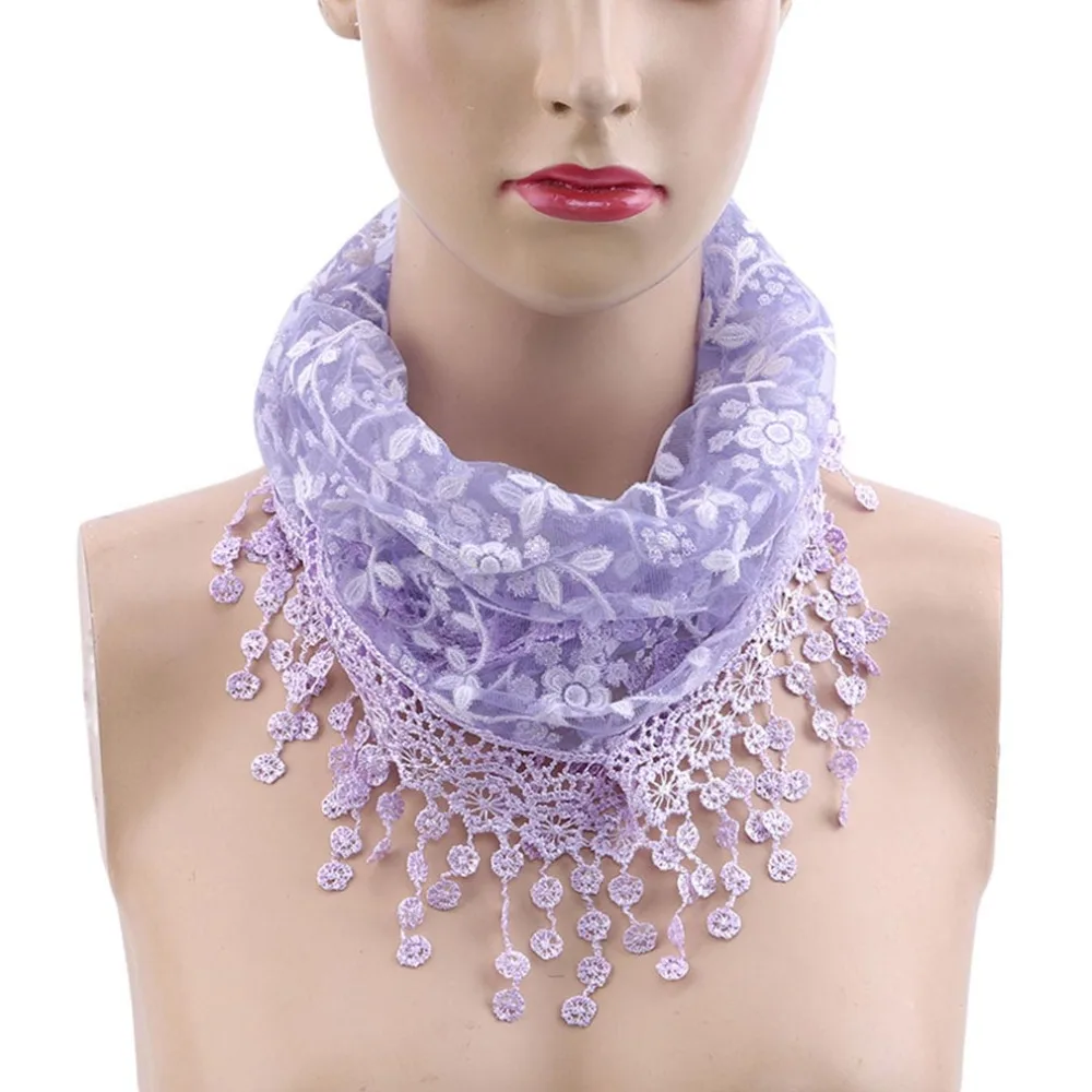 

Lace Hollow Spring Summer Women Rayon Scarf Square Shawl And Wrap Lady Hair Neck Scarves Solid Color Soft Office Bandana