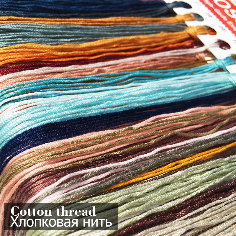 Триптих с ярким павлином напечатанный на холсте DMC 11CT Набор для вышивки крестом в