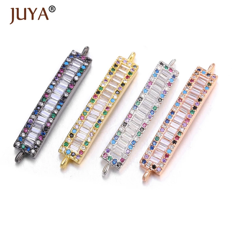 

Supplies For Jewelry Copper Micro Pave Zircon Rhinestone Long Crystal Bar Shape Charm Connectors For Handmade Jewelry Making