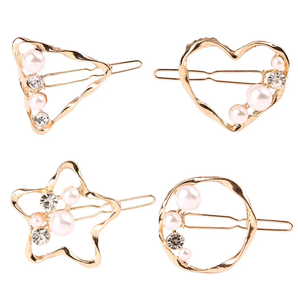 Элегантная заколка для волос с милым жемчугом и кристаллами в форме сердца