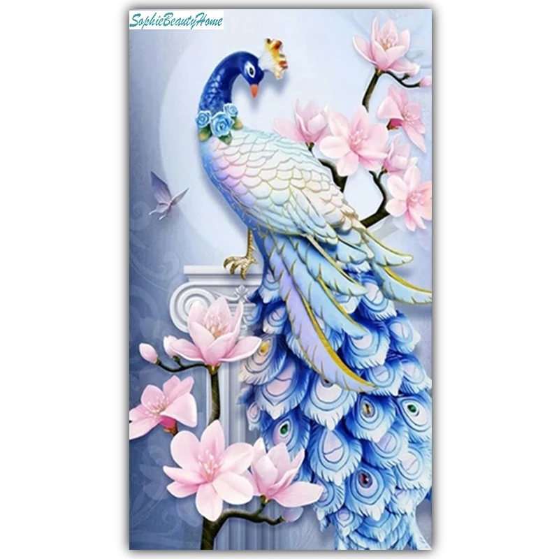 Sophie beauty home 5D DIY алмазная живопись вышивка павлин животное крестом Алмазная