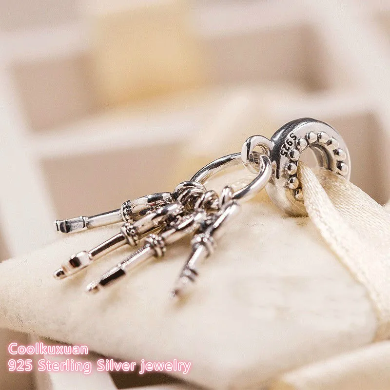 925 пробы серебряные подвески Keys of Love, красные CZ и Разноцветные кристаллы подходят к оригинальному бренду очаровательный браслет осень