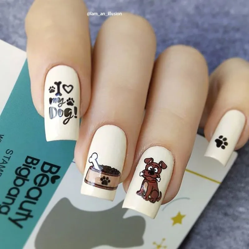 BeautyBigBang 6*12 см штамповка для ногтей рисунок домашних животных собак и кошек
