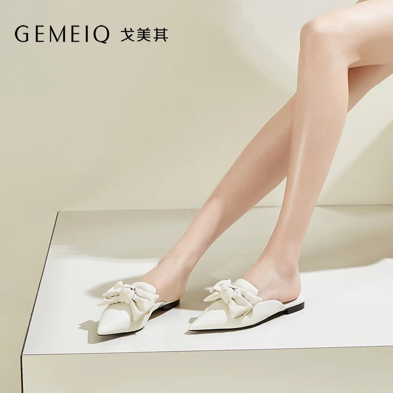 GEMEIQ/2019 г. новые летние тапочки на плоской подошве с бантиком женская летняя