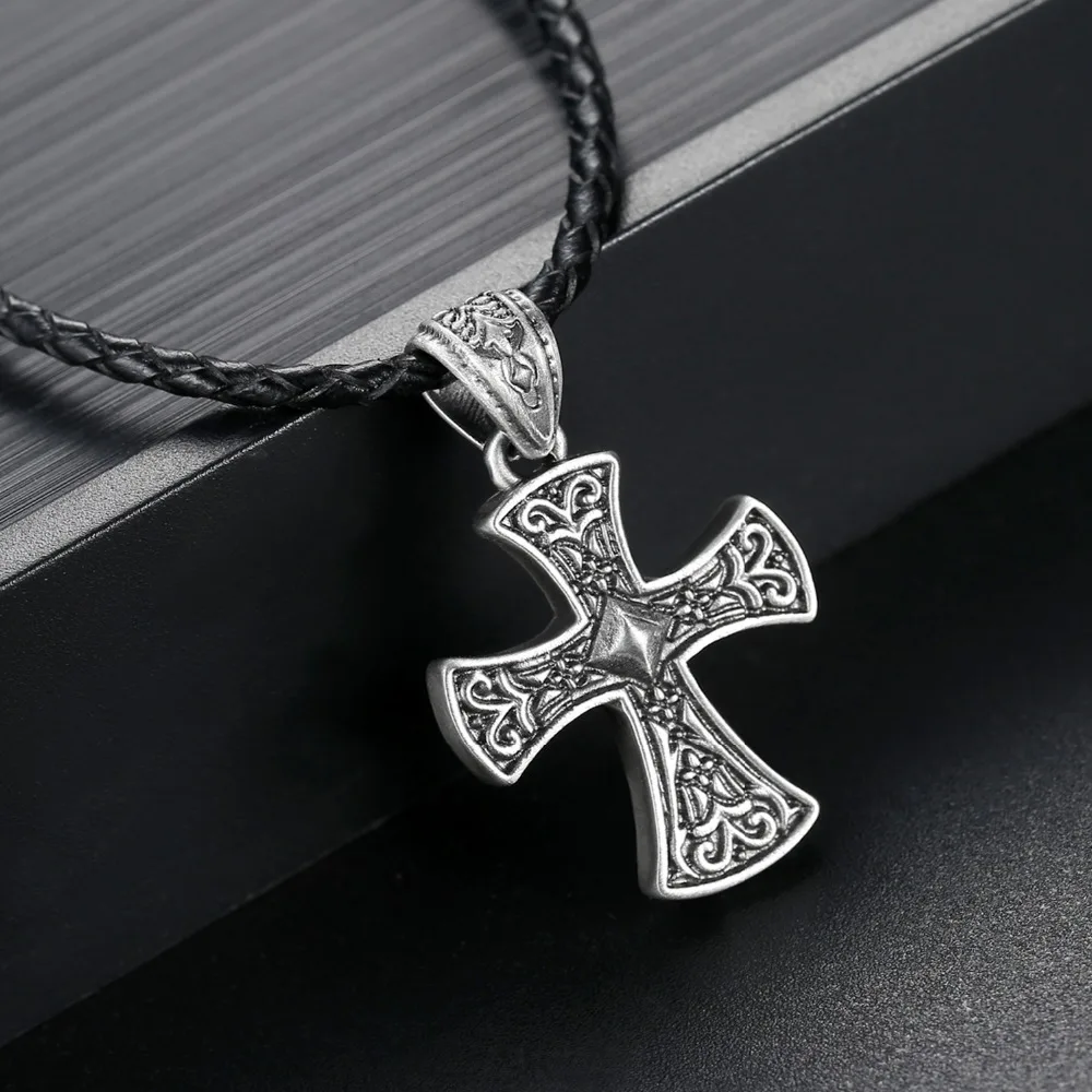 Мужской кулон в виде креста простой Викинг украшение крест с бесплатной черный