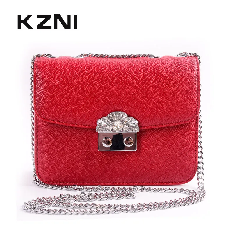 KZNI женская кожаная сумка через плечо Сумки из натуральной кожи для девушек