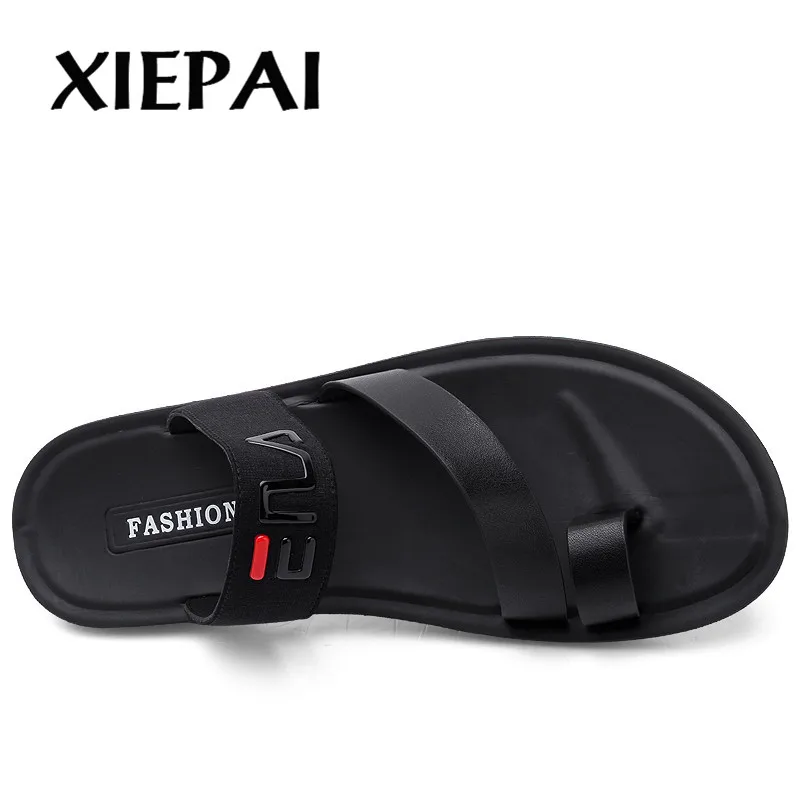 Кожаные сандалии мужские повседневные летние туфли с открытым носком дышащие