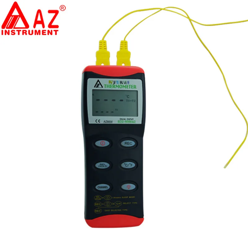 Термометр AZ8856 K/J/T/R/S/E Двухканальный измеритель температуры T1 термометр с двойным