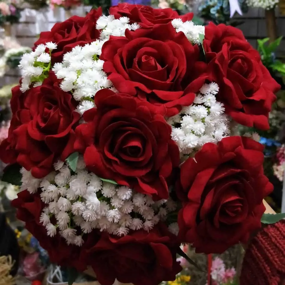 

Реальные изображения, искусственная красная роза, свадебный букет, красивые свадебные аксессуары, свадебные цветы, свадебные букеты