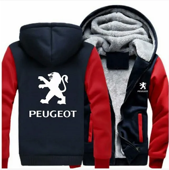 Новая зимняя Толстовка Peugeot на молнии для мужчин повседневные Утепленные Пальто