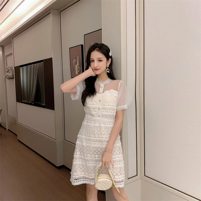 2019 новое летнее женское цельнокроеное платье корейский стиль лоскутные с