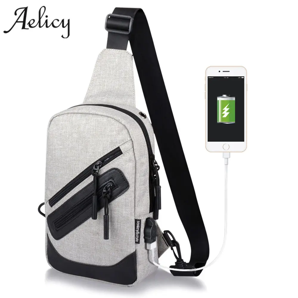 Aelicy USB дизайн Оксфорд мужская нагрудная сумка с одним ремнем на спине дорожная