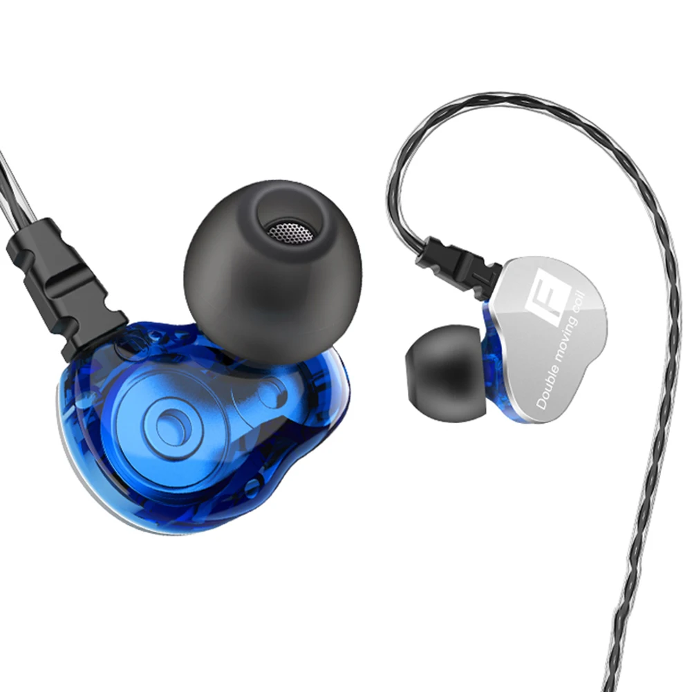 Синий Новое поступление QKZ CK9 двойные подвижные катушки тяжелый бас HiFi микрофон в ухо спортивные наушники - Цвет: Синий