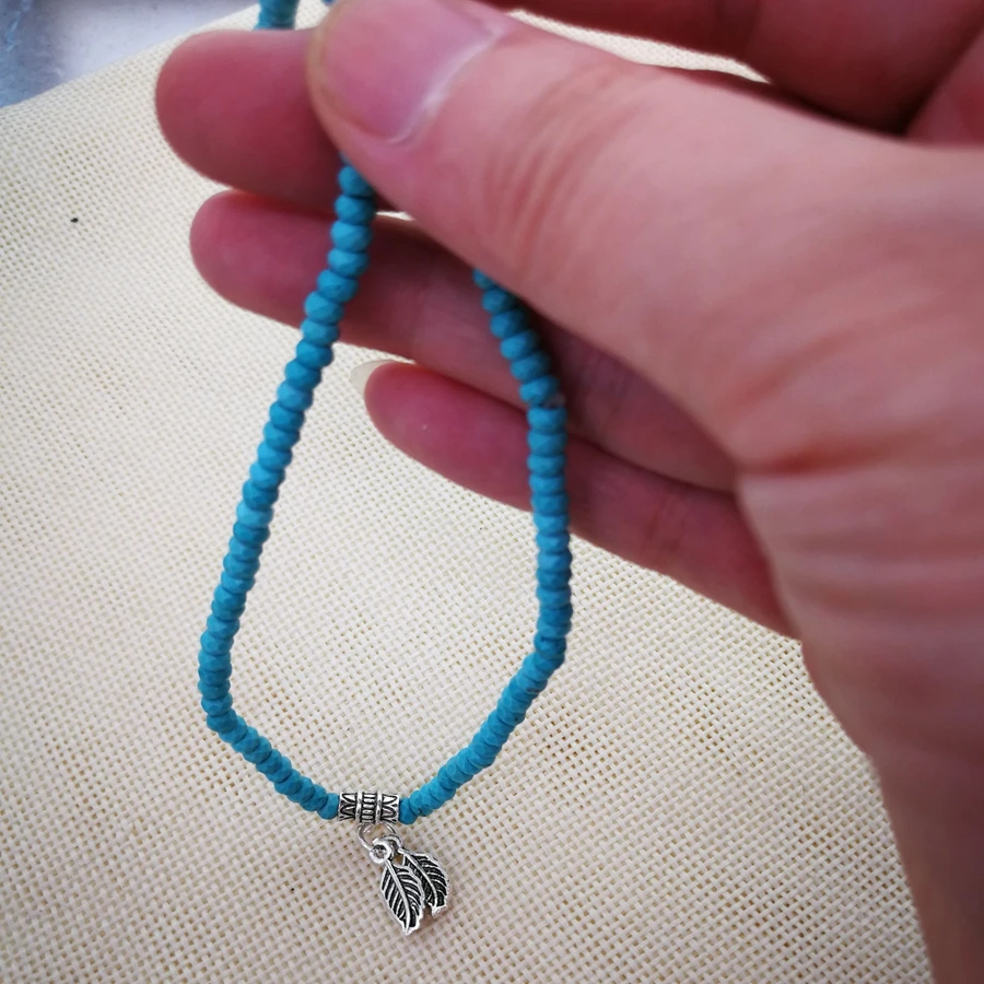 Томас 925 стерлингового серебра с подвеской листьями и отрезок бусы ожерелье Rebel