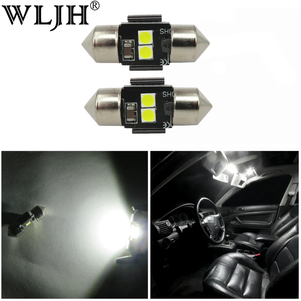 WLJH 2x Белый 3030 чип DE3021 DE3022 28 мм 29 Светодиодная Лампочка для гирлянд лампа салона