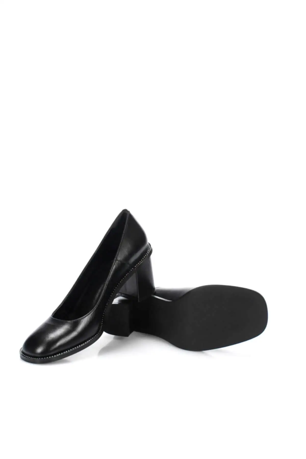 Женские черные классические туфли на высоком каблуке из натуральной кожи с