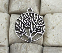 20pcs 18mm antique bronzeantique silver tone hollow out filigree tree of life connector pendant charmfindingdiy accessory