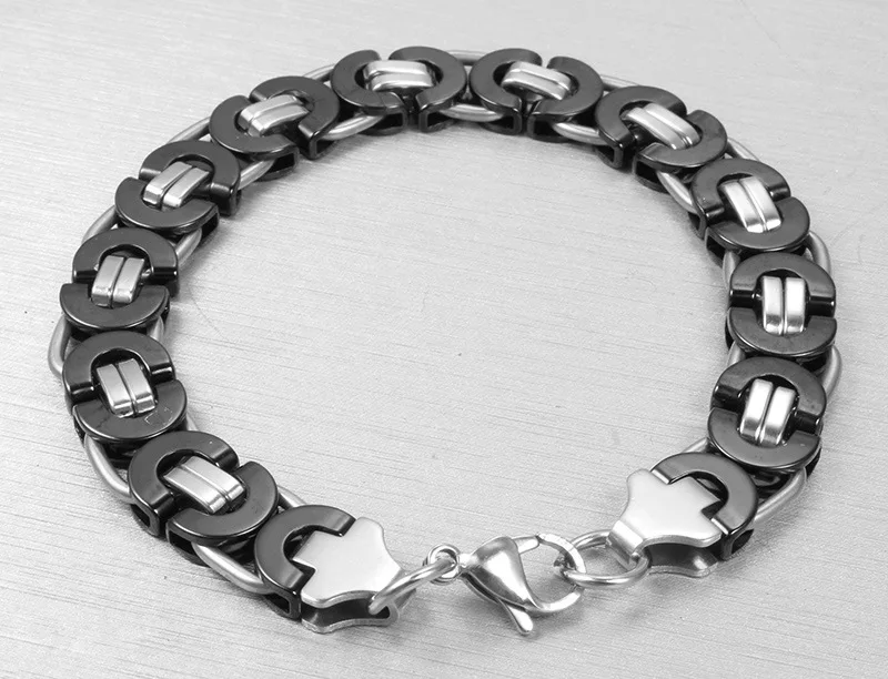 Модный Крупный браслет-цепочка из нержавеющей стали черный и серебристый цвет