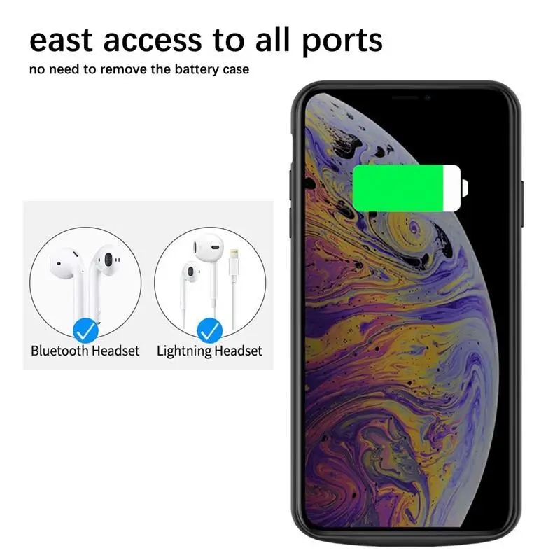 Ext power для iPhone X Xs чехол зарядного устройства 6000 мАч перезаряжаемый внешний