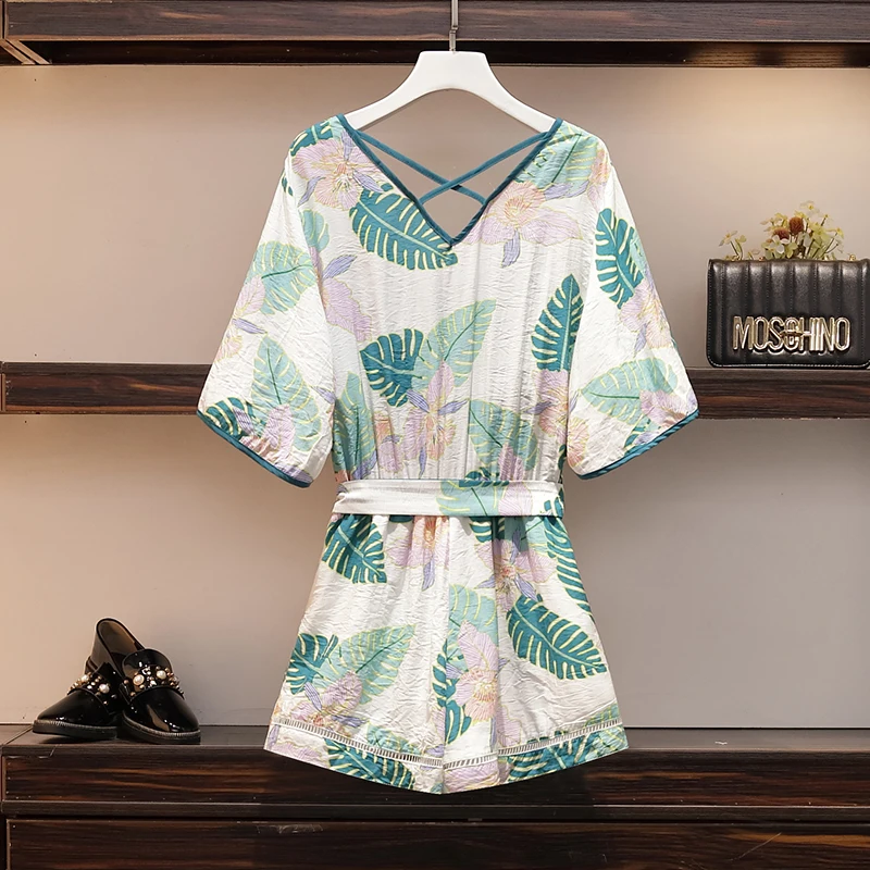 Женский Летний комбинезон с цветочным принтом новый пикантный глубоким V