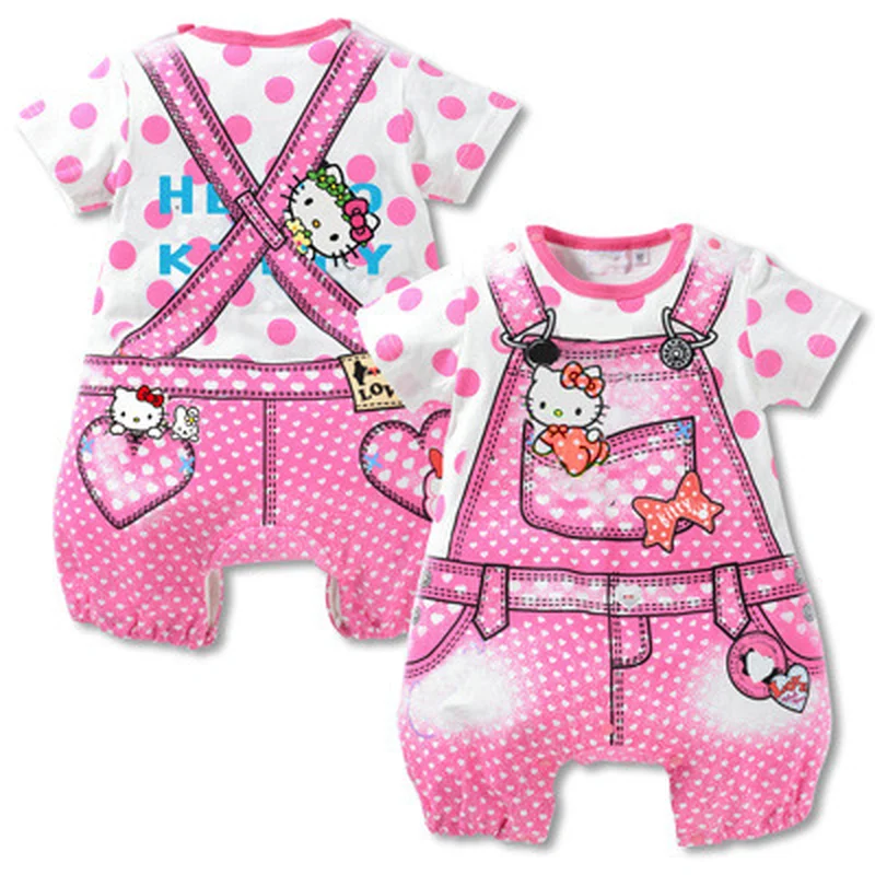 Новый мультфильм для маленьких девочек Рисунок Hello Kitty Костюмы круглым вырезом