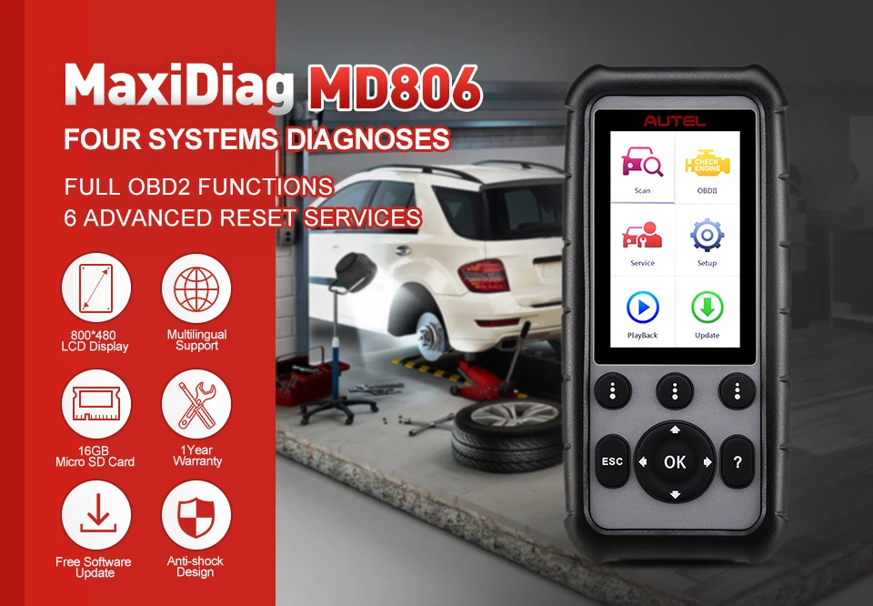 Autel MaxiDiag MD806& MD806 Pro OBD2 автомобиля автомобильный диагностический инструмент OBD 2 Авто диагностический сканер полный Системы диагностики PK MD802 MD805