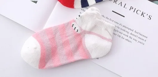 Pink 5 пар, Детские хлопковые носки для школьников Нескользящие Детские носки-тапочки носки с рисунками дышащие носки для маленьких мальчиков и девочек - Цвет: Pink