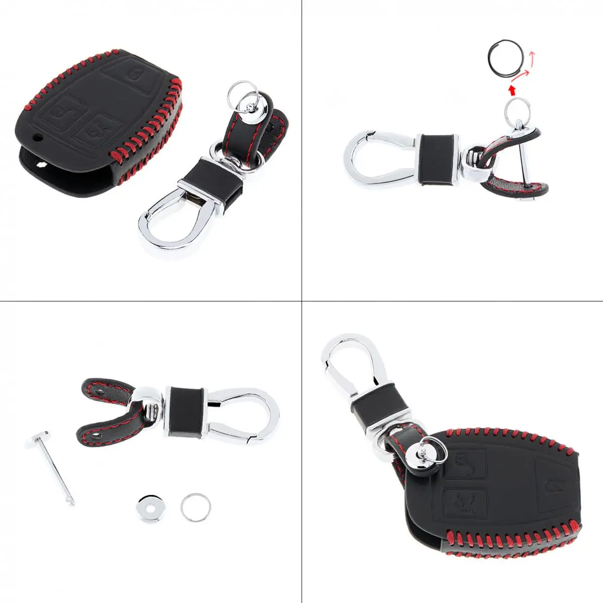 3 кнопки ручной работы кожаный чехол для автомобильного ключа протектор