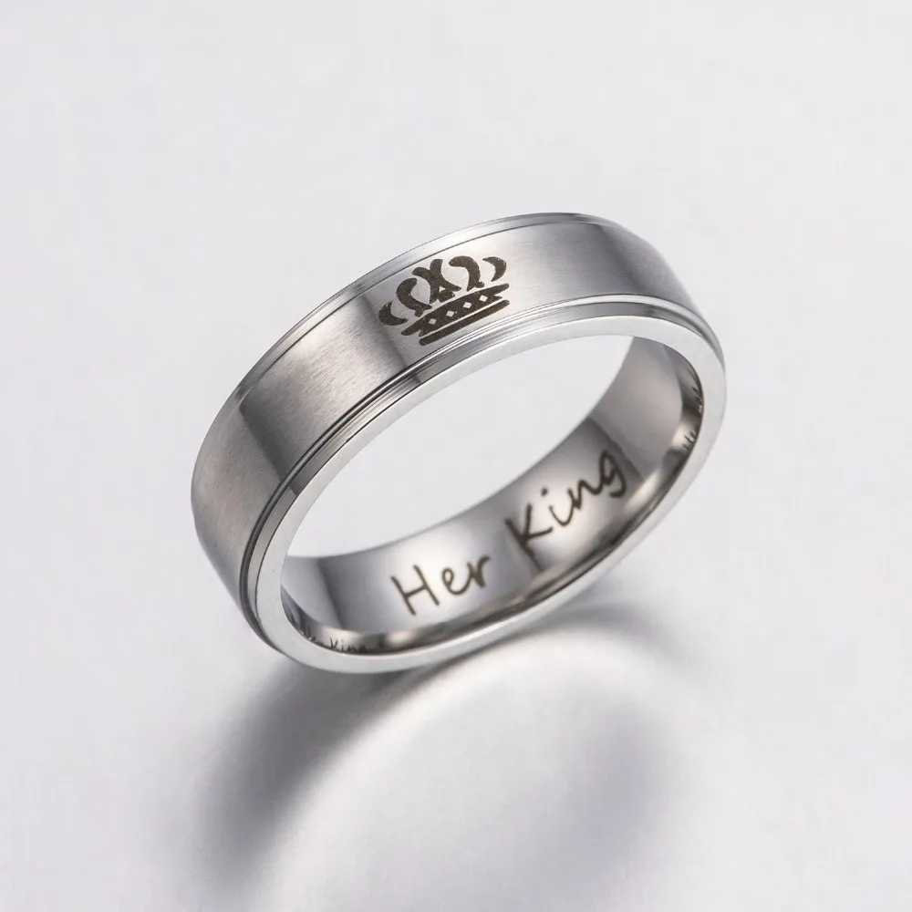 Engagement Wedding Promise Jewelry Ring 2018 Fashion Crown Her king and His Queen Couples Stainless Steel Lover | Украшения и