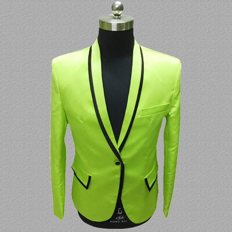 Зеленый Блейзер мужские костюмы дизайнерские куртки сценические для певицы