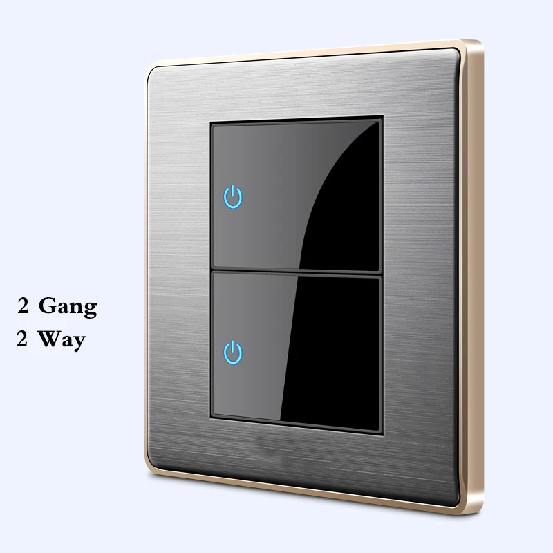 2 Gang 2 Way CE 86 Светодиодный точечный переключатель, зеркало, акриловая, бытовая, нержавеющая сталь, матовая панель, 1, 2, 3, 4 комплекта, 1 способ, 2 способа, EU разъем, USB - Цвет: 2 Gang 2 Way