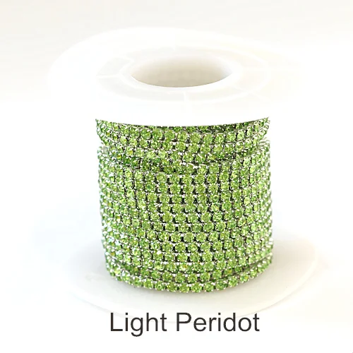 Light peridot SS6, 1 ярд, 5 ярдов, Красочные Стразы, цепочка, стекло, ПРИШИТАЯ отделка, с серебряным интенсивным коготком, для украшения своими руками, F0091 - Цвет: Light peridot