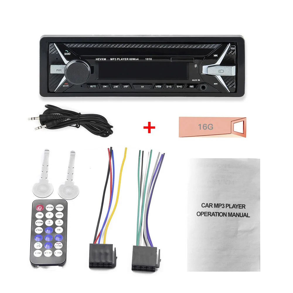 AUX and 16G U disk Автомагнитола 1 Din Bluetooth SD MP3 плеер Coche радио Estereo Poste Para Авто аудио стерео Carro Samochodowe Automotivo - Цвет: AUX and 16G U disk
