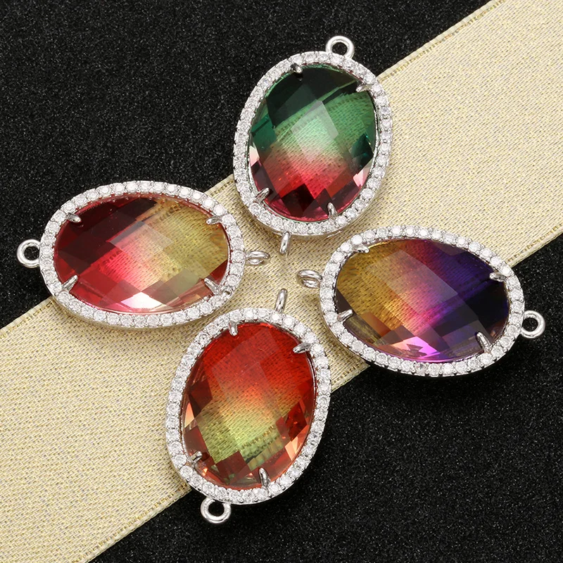 ZHUKOU 17x27 мм модный смешанный цветной кристаллический коннектор для ювелирных