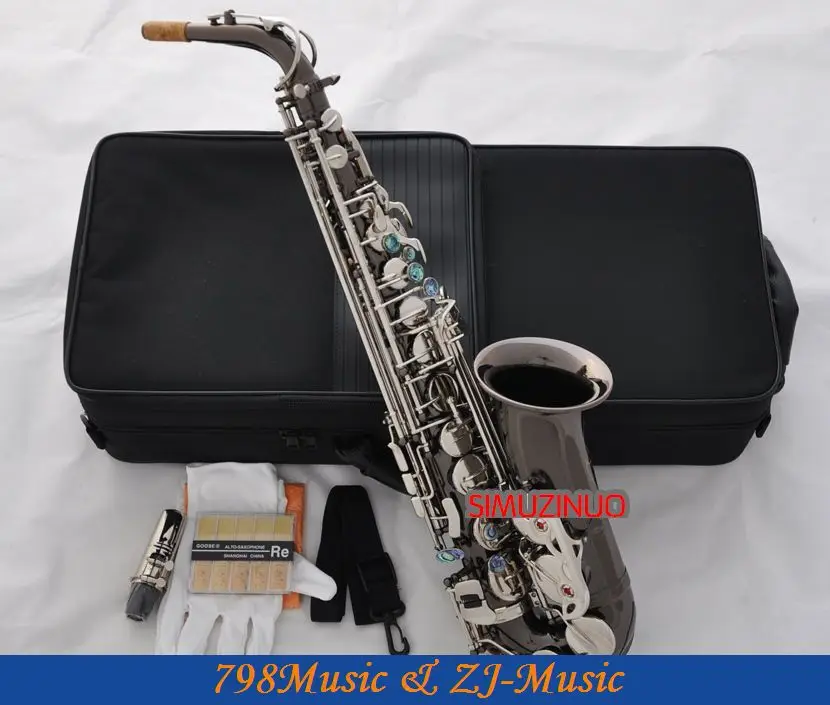 

Альт-саксофон черного никеля Eb с высокими клавишами F # Sax Abalone