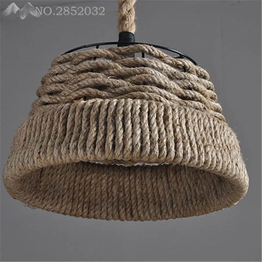Винтажный подвесной светильник из натуральной пеньковой веревки Эдисона