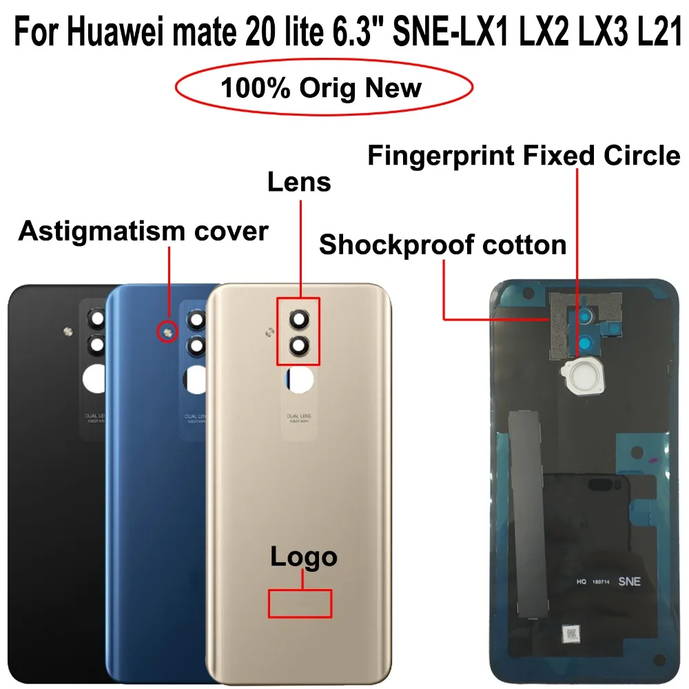 100% оригинальная новинка для Huawei mate 20 lite 6,3 дюйма SNE-LX1 LX2 LX3 L21 задняя крышка корпуса батарейного отсека