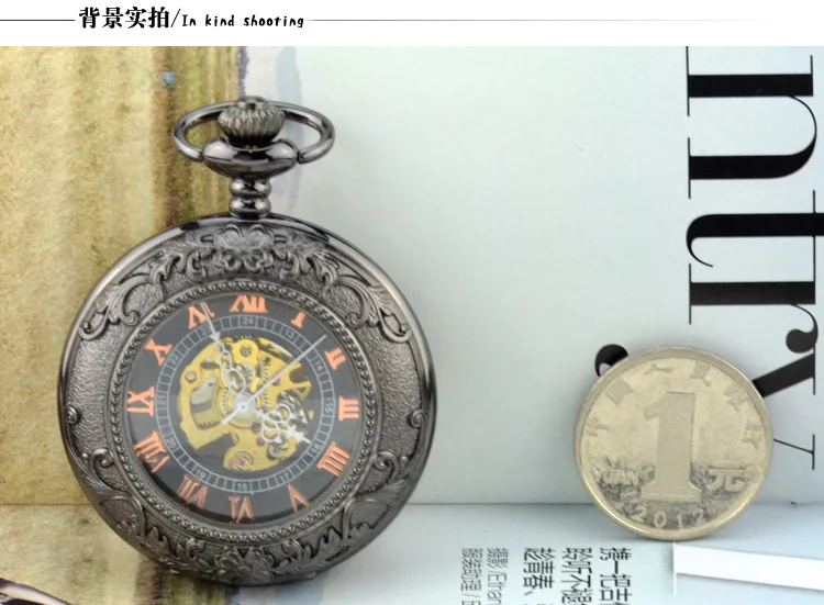 Часы-скелетоны мужские/женские механические карманные с лупой