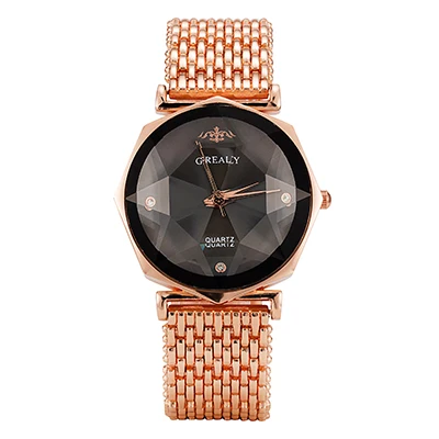 rose gold band Модные женские наручные часы с голубым лицом, сплав, 3D стекло, популярные,, бренд Grealy, наручные часы с подарочной коробкой, топ, горячие часы - Цвет: rose gold band