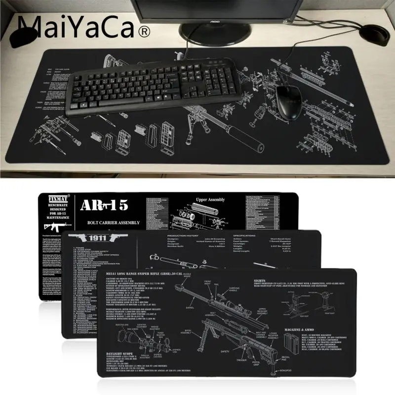 MaiYaCa CS GO gun parts m14 AR-15 HK45 AK47 98K офисная мышь, игровой коврик для мыши, мягкий радиационный игровой коврик для мыши