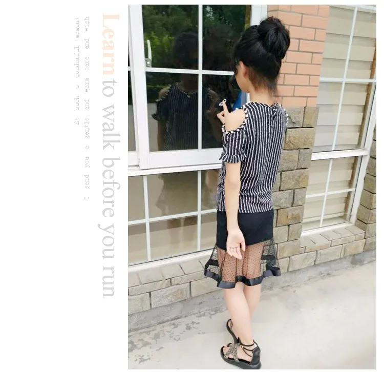 Новинка лета 2017 одежда для девочек лоскутные сетчатые юбки кружевная Нижняя