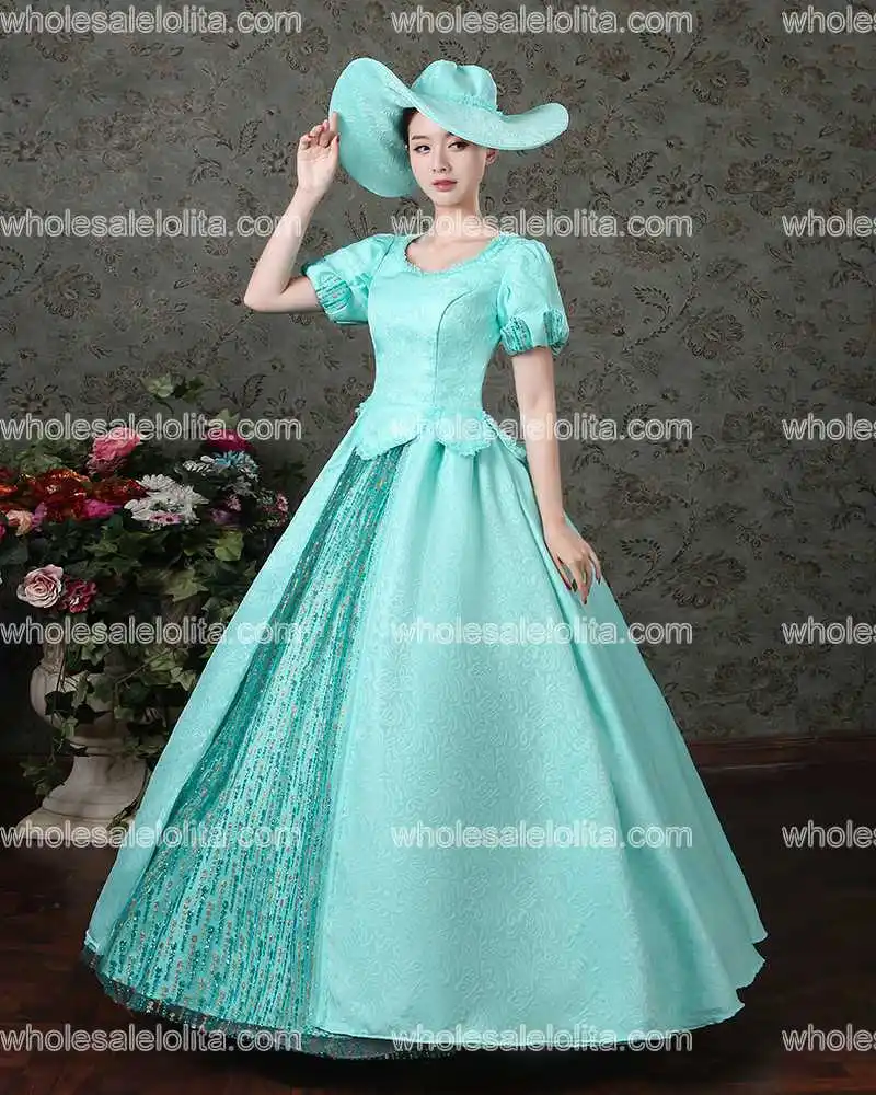 Новое поступление бальное платье синего цвета в стиле рококо Марии-Антуанетты