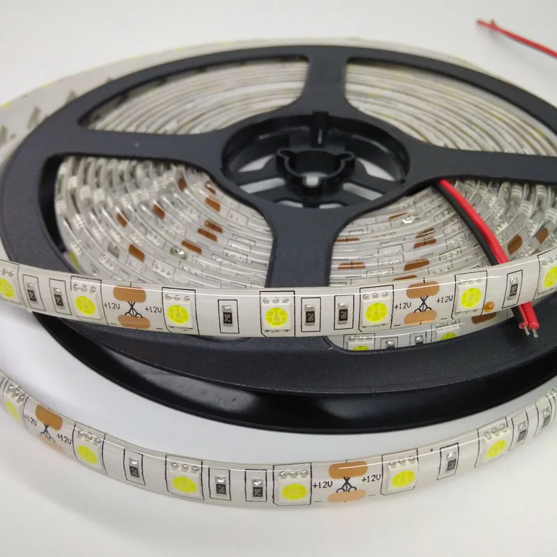 5 м светодиодный полосы 5050 AC/DC 12V ip65 Водонепроницаемый гибкий светильник DIY 60 s/M