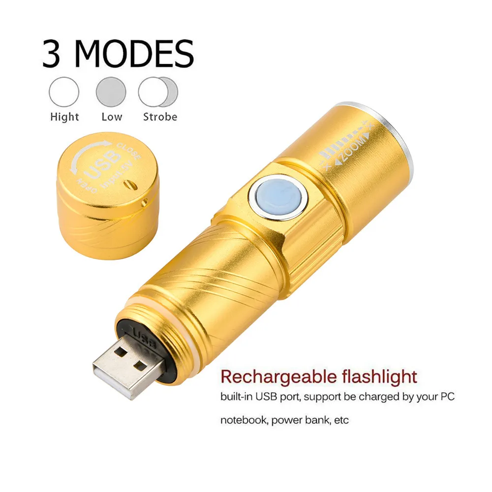 Профессиональный USB Перезаряжаемый светодиодный фонарик для велосипеда водонепроницаемый+ Набор держателей из алюминиевого сплава прочный 3 режима 200 м 20