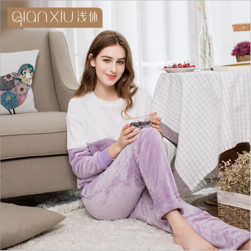 Коллекция 2019 года Зимняя Повседневная Лоскутная пижама из двух предметов XXL