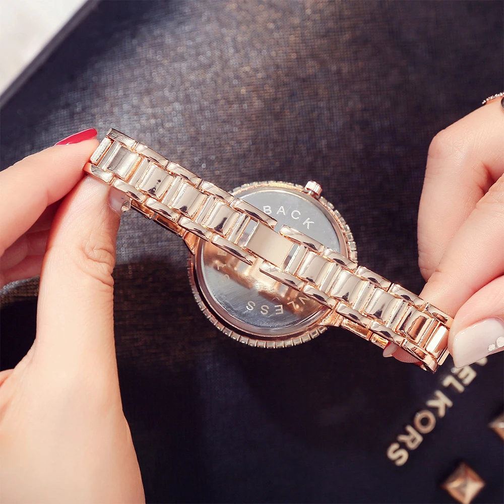 Часы женские из нержавеющей стали розового золота|Женские наручные часы| |