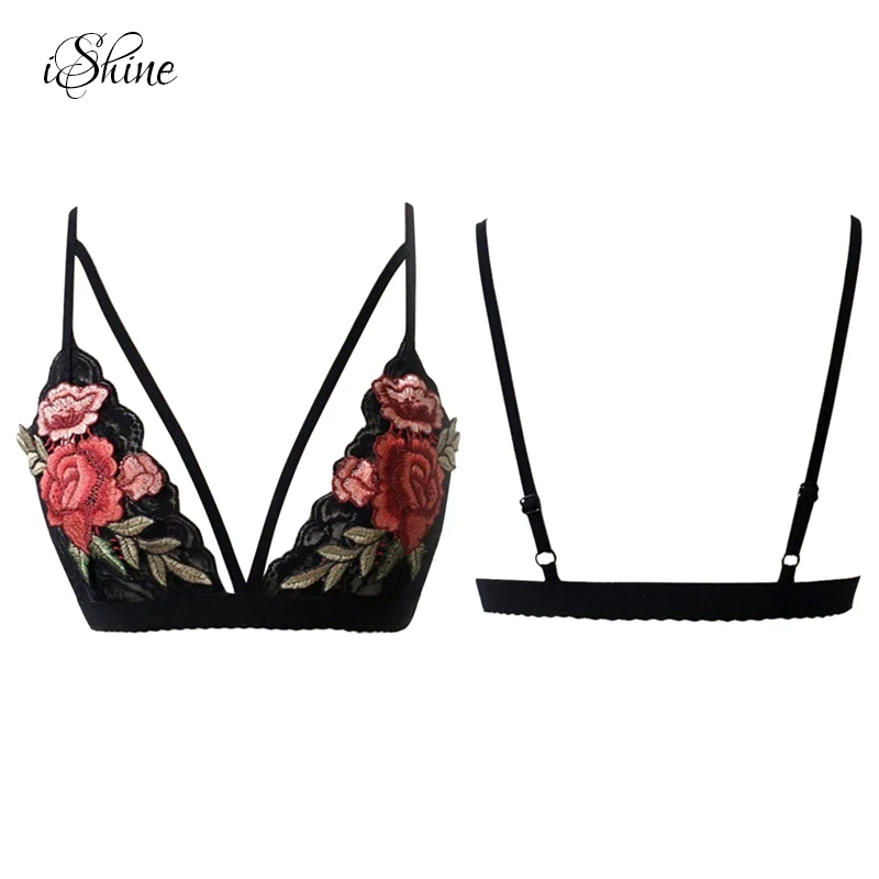 Женская Сексуальная Вышивка сексуальный бюстгальтер с ремешками кружевной