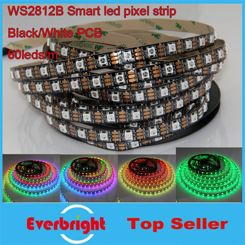 

5M White/Black PCB 60Pixel/M WS2812B WS2812 2812 WS2812 IC RGB LED Pixel Strips Light 300leds Dream Color No Waterproof DC 5V