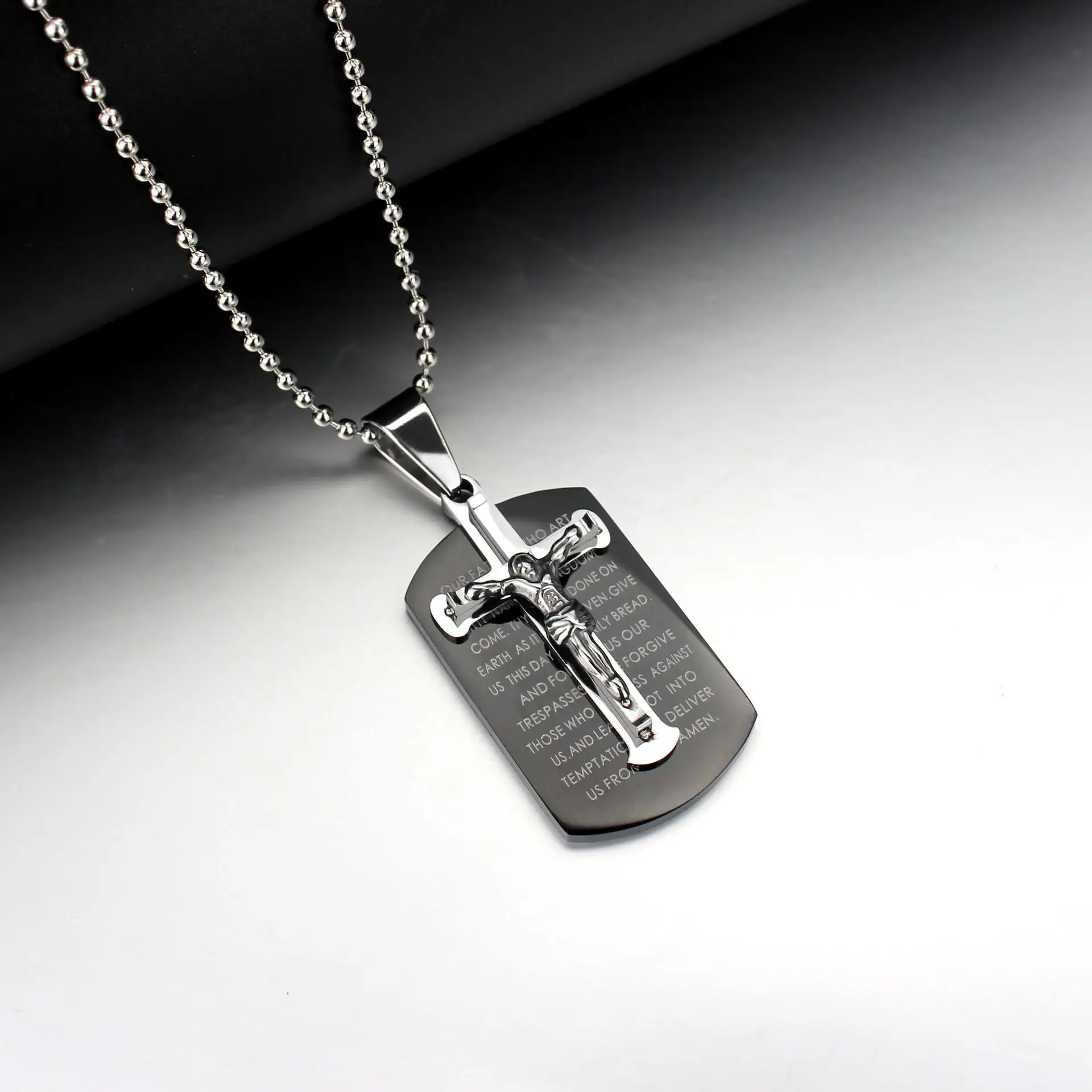 Модная подвесная бирка Иисуса из нержавеющей стали мужское ожерелье с надписью